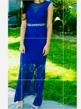 Maxi Blue Lace Dress- Medium (6)- Like New